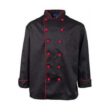 KNG XL Executive Black and Red Chef Coat 2118BKRDXL